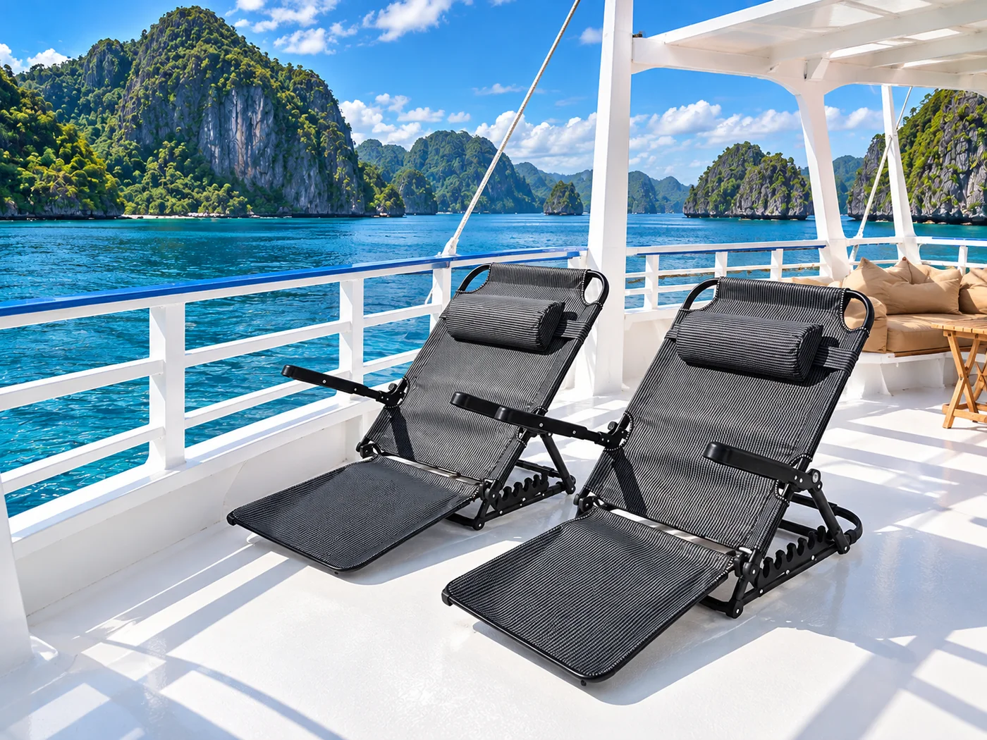 Leżaki na łodzi Double Deck El Nido
